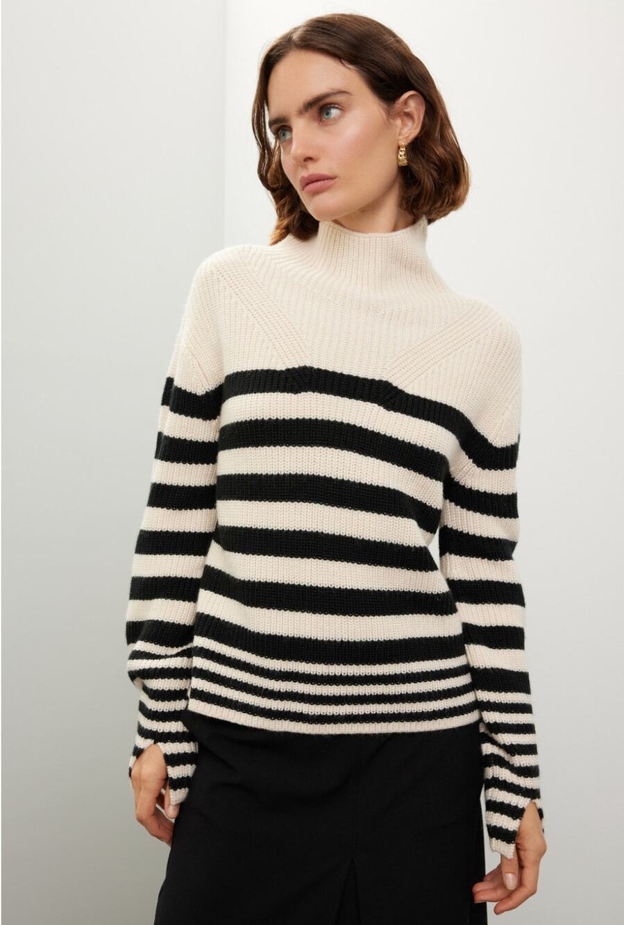 Derek Lam 10 Crosby x RTR Striped Mock Neck Knit Sweater Size Medium